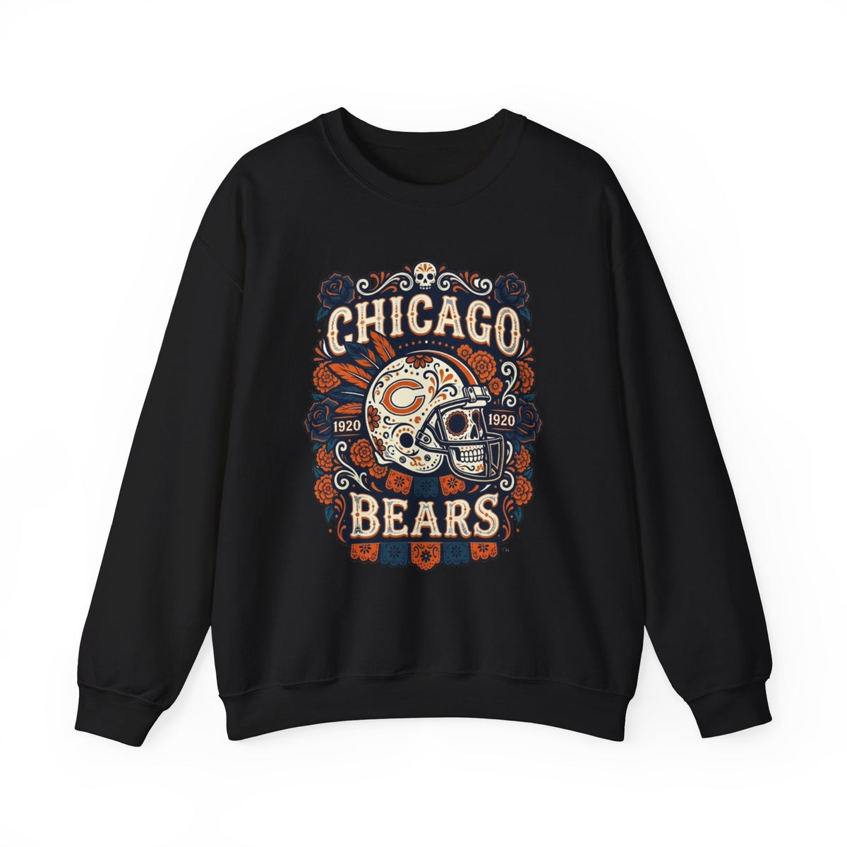 Chicago Bears Day of the Dead Skull Crewneck Sweatshirt