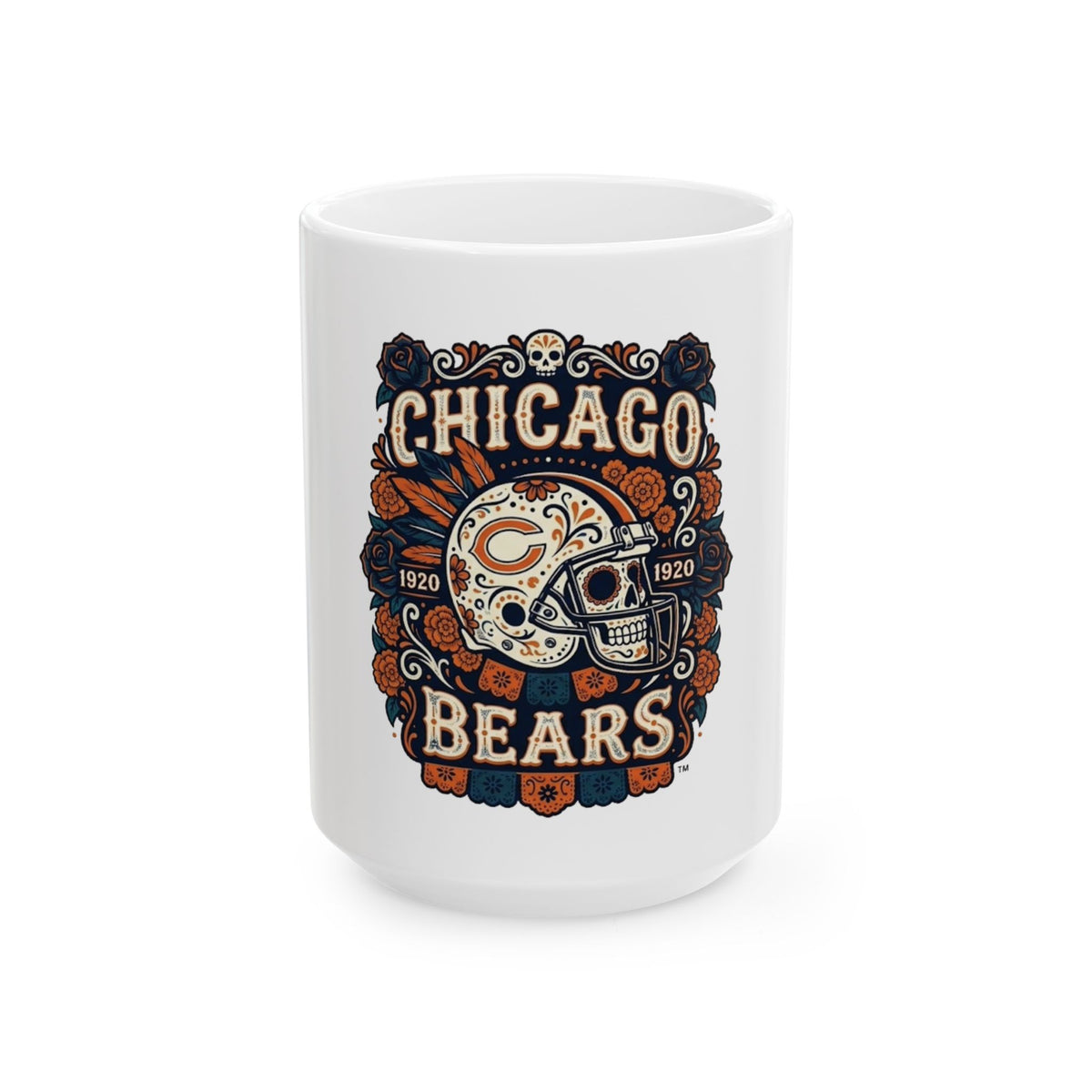 Chicago Bears Sugar Skull Helmet Mug — Day of the Dead Football Coffee Cup