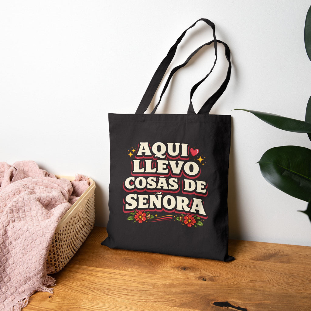 Aqui Llevo Cosas de Señora Canvas Tote Bag | Latino Floral Market Tote | Mother's Day Gift | Dia De La Madre