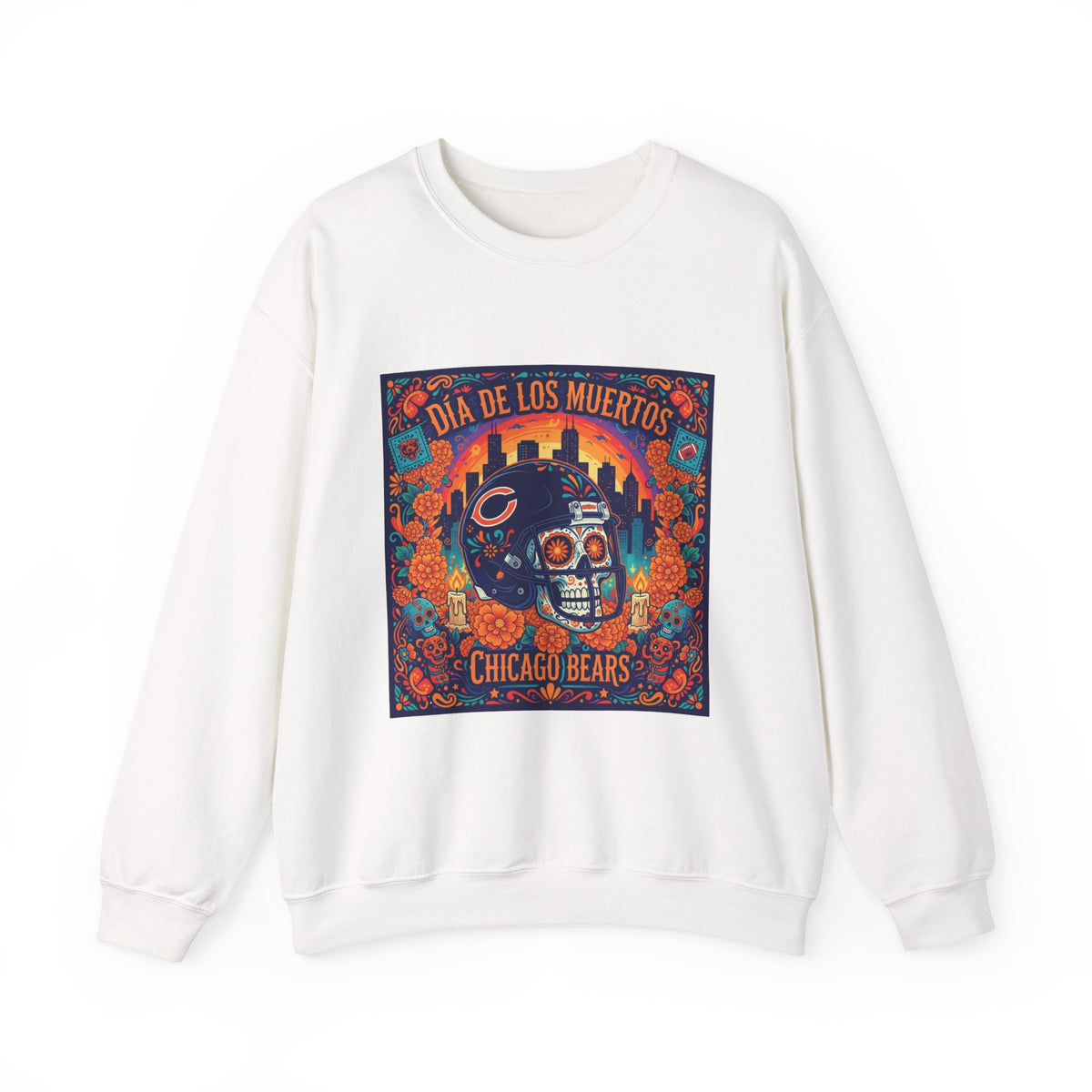 Día de los Muertos Chicago Bears Sweatshirt — Sugar Skull Football Crewneck
