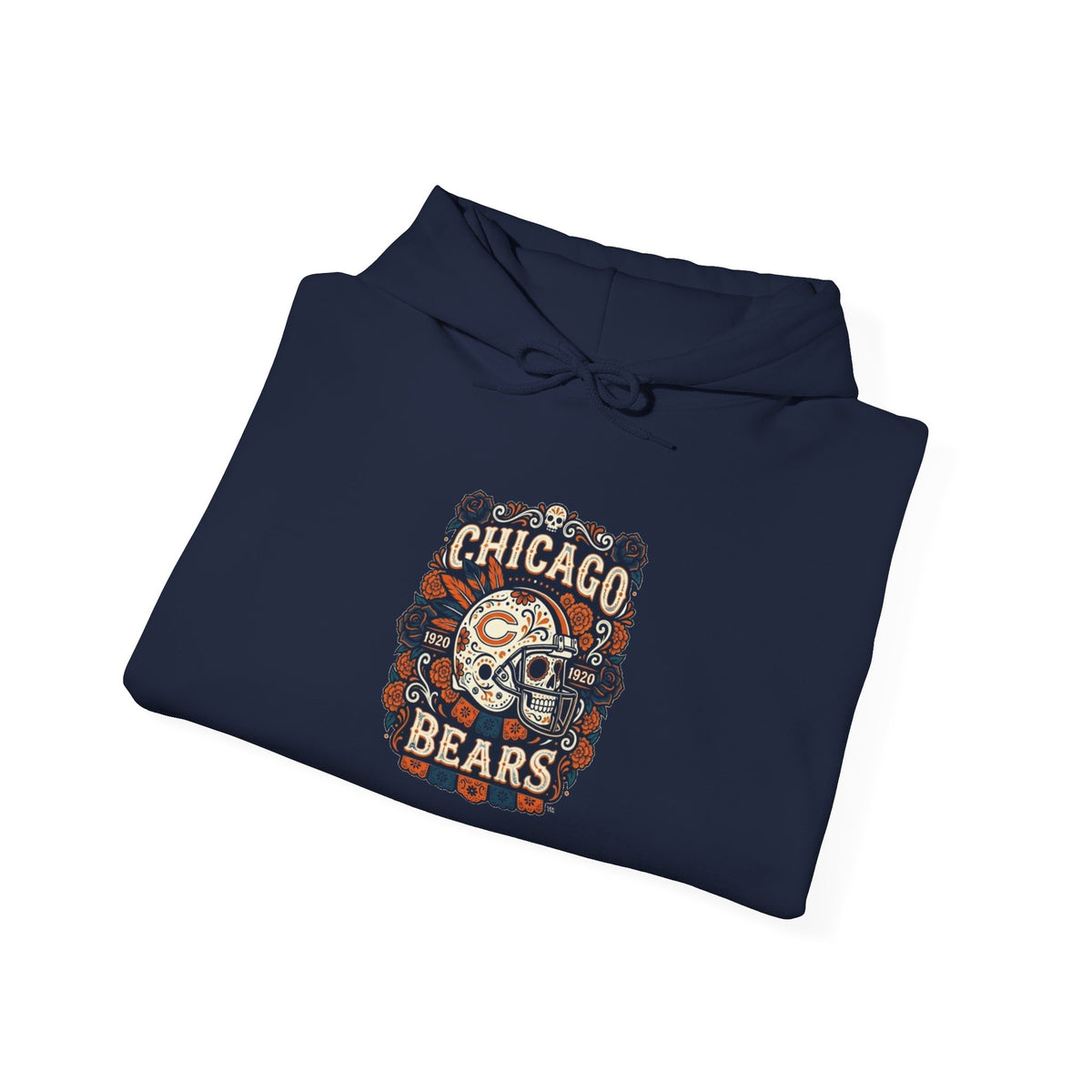 Day of the Dead Sugar Skull Hoodie — Floral Calavera Cityscape Sweatshirt