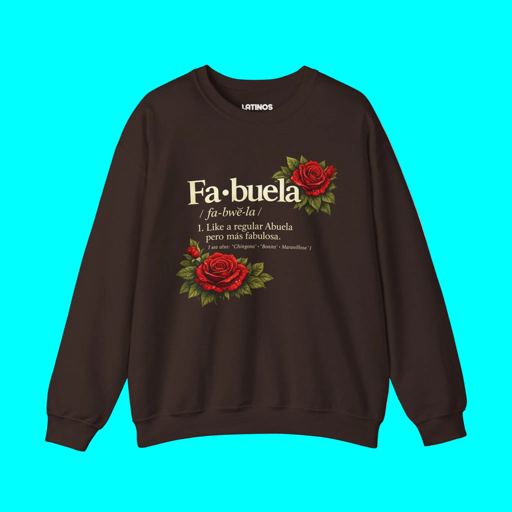 FABULEA, Like A Regular Abuela Pero Mas Fabulosa Comfy Fleece-Lined Crewneck Sweatshirt | Dia De La Madre, Mother's Day | Funny Latino Pride