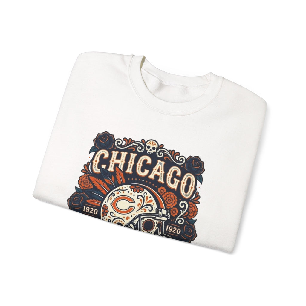 Chicago Bears Day of the Dead Skull Crewneck Sweatshirt