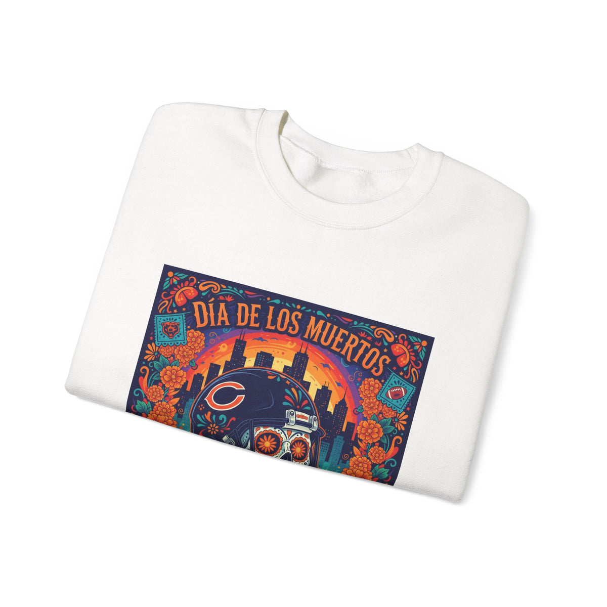 Día de los Muertos Chicago Bears Sweatshirt — Sugar Skull Football Crewneck