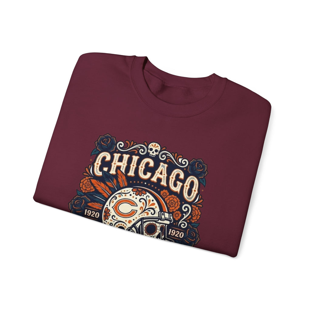 Chicago Bears Day of the Dead Skull Crewneck Sweatshirt