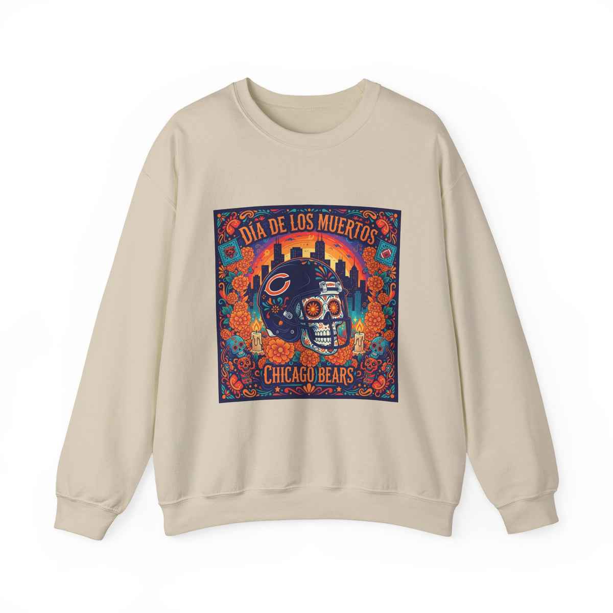 Día de los Muertos Chicago Bears Sweatshirt — Sugar Skull Football Crewneck