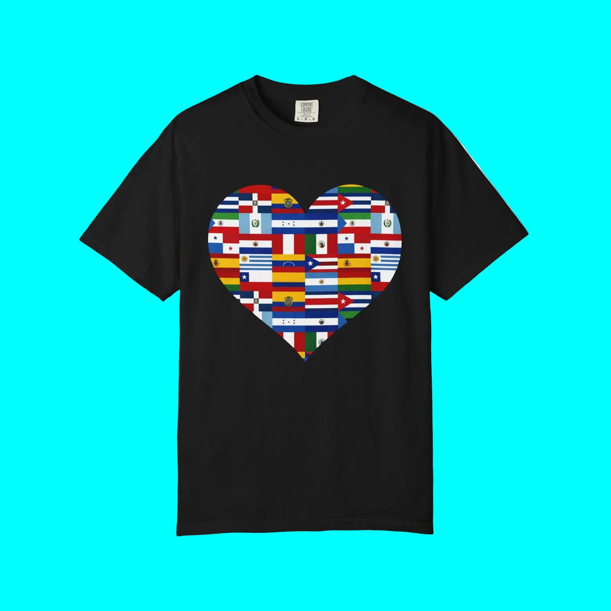 Hispanic / Latino Heritage Countries Heart T-shirt | Spanish Speaking Country Flags | Viral Latino Tees | Unisex