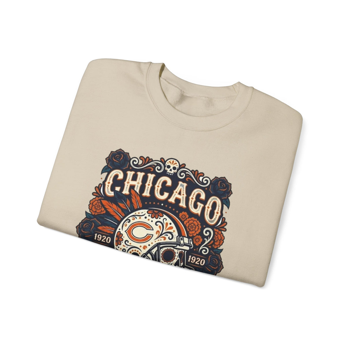 Chicago Bears Day of the Dead Skull Crewneck Sweatshirt