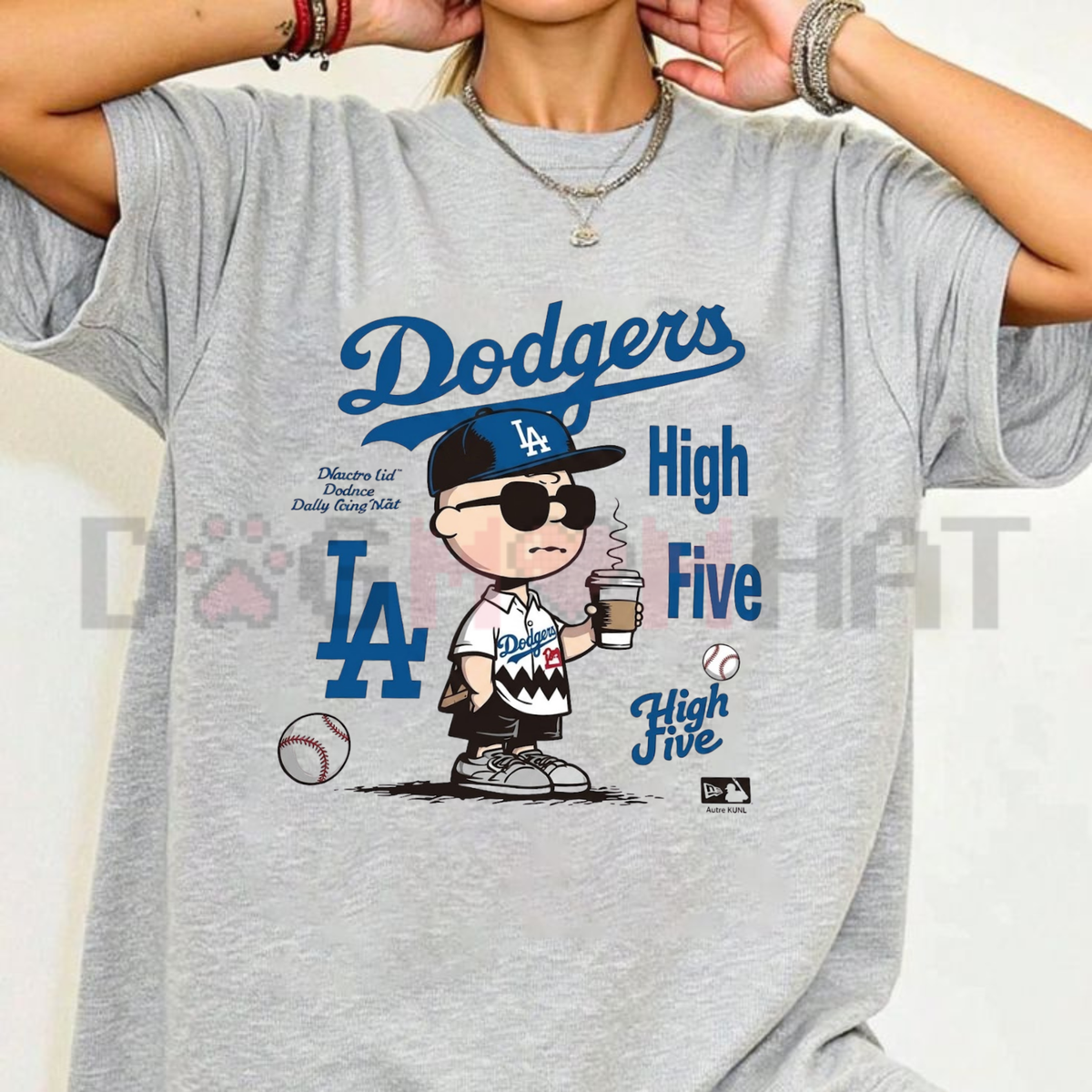 "Chillen’ in LA" – Retro Cartoon Boy Baseball Coffee Top, LA Blue Team Inspired Fan Shirt