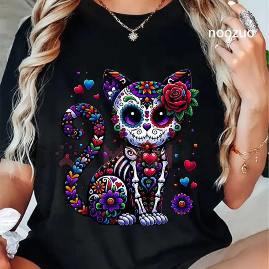 Dia de Los Muertos Cinco de Mayo Cat Sugar Skull T-Shirt – Mexican Fiesta Graphic Tee