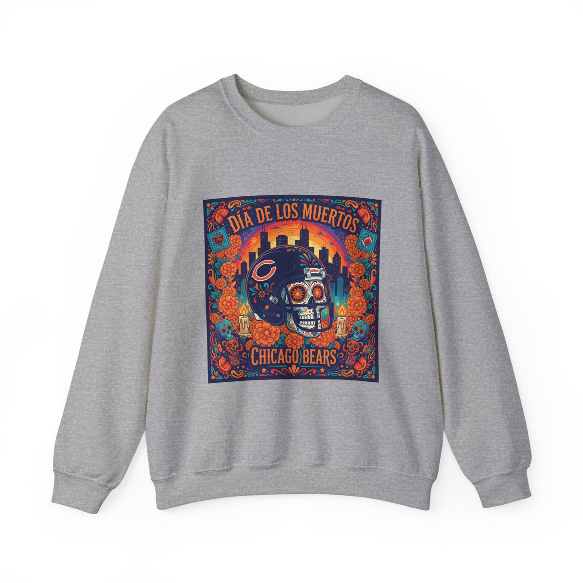 Día de los Muertos Chicago Bears Sweatshirt — Sugar Skull Football Crewneck