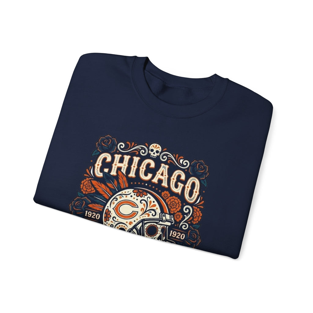 Chicago Bears Day of the Dead Skull Crewneck Sweatshirt