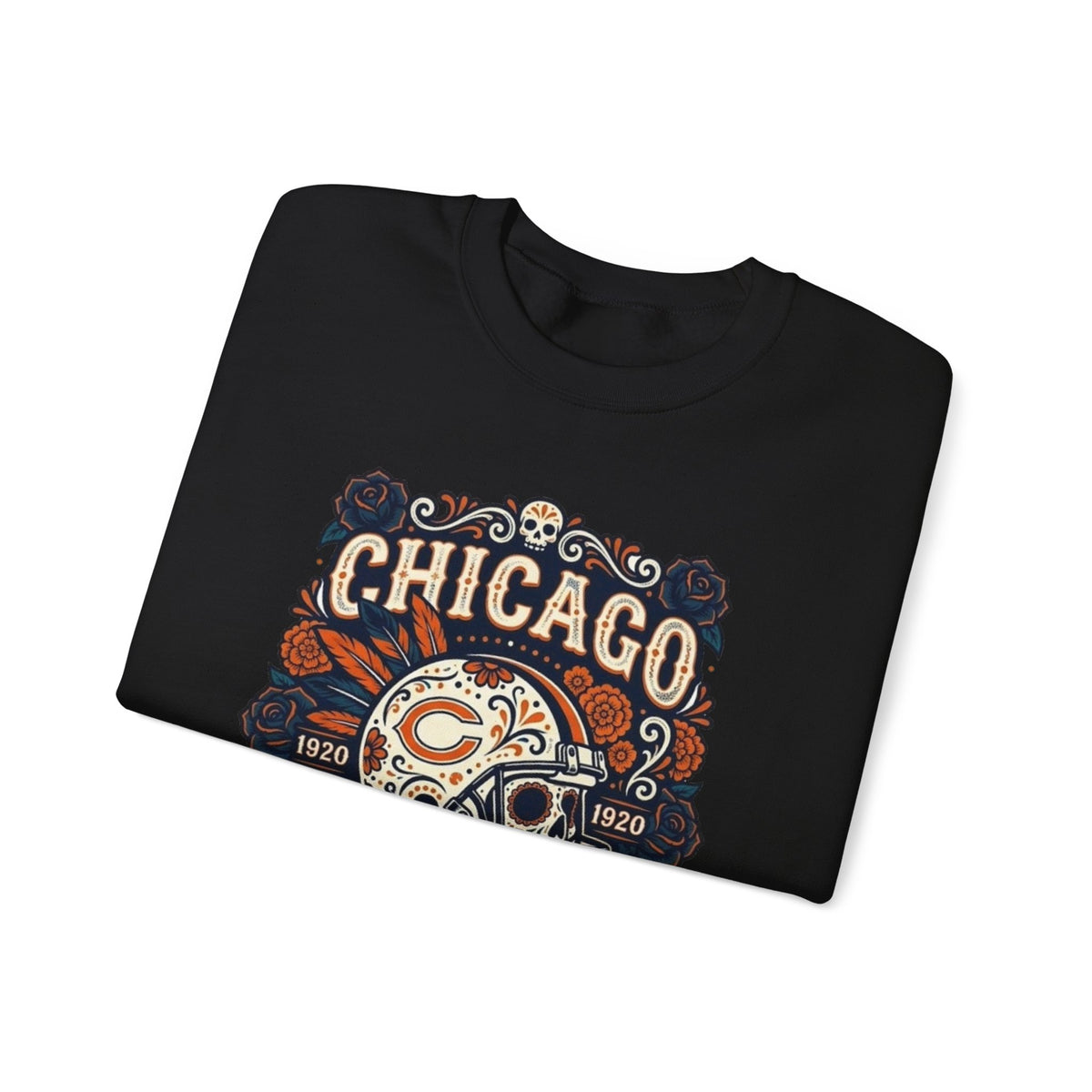 Chicago Bears Day of the Dead Skull Crewneck Sweatshirt