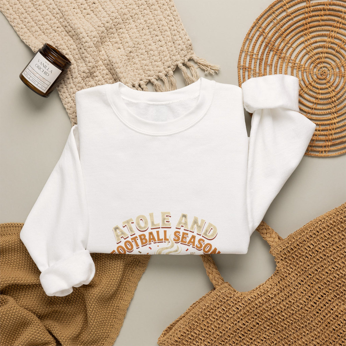 Football Season Crewneck Sweatshirt — Beignets & Football Los Bears Design