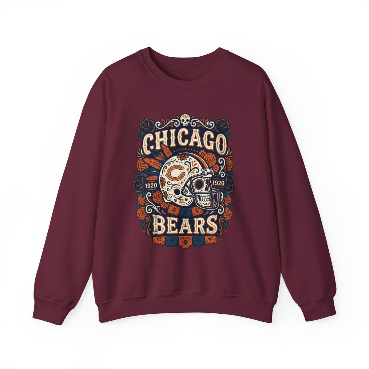 Chicago Bears Day of the Dead Skull Crewneck Sweatshirt