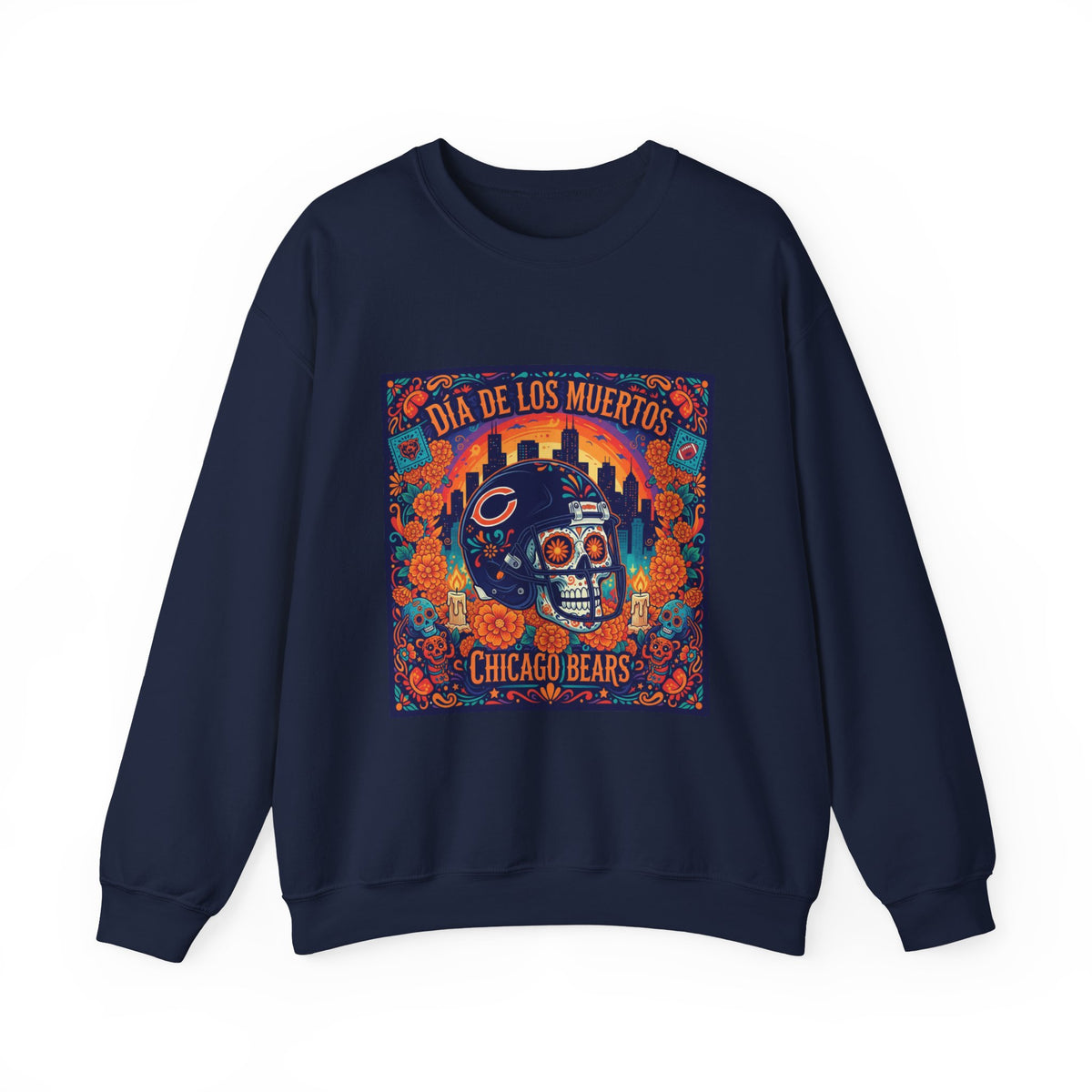 Día de los Muertos Chicago Bears Sweatshirt — Sugar Skull Football Crewneck