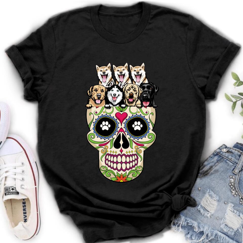 Personalized Sugar Skull Pets T-shirt/Hoodie/Sweatshirt/Sleeve - Gift for Dog/Cat Lovers - Up to 7 Pets