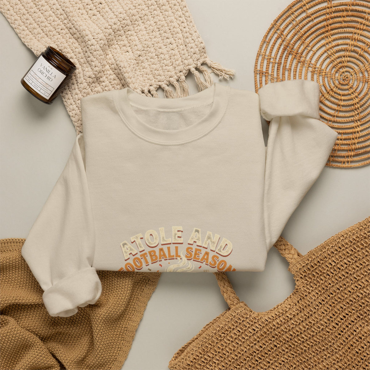 Football Season Crewneck Sweatshirt — Beignets & Football Los Bears Design