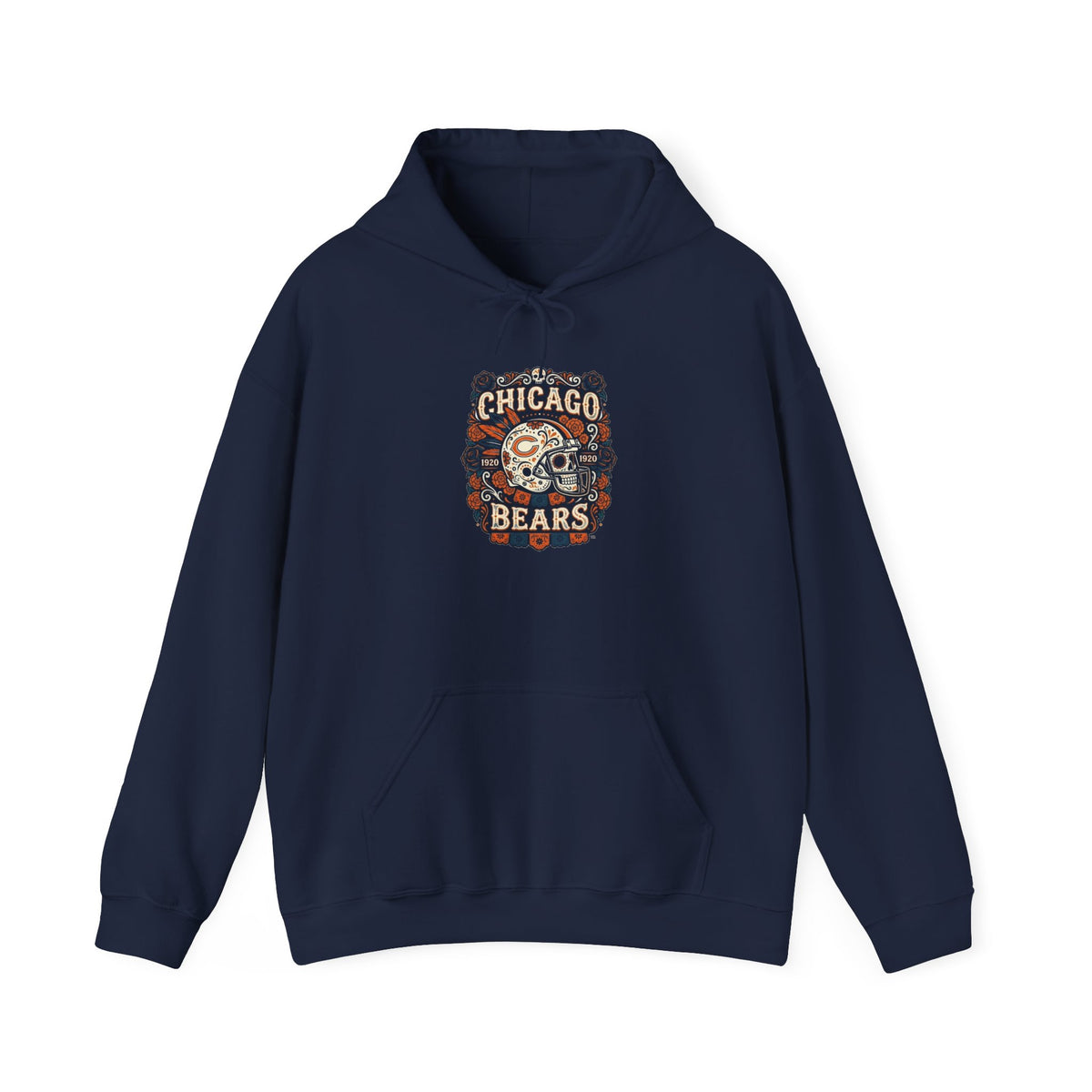 Day of the Dead Sugar Skull Hoodie — Floral Calavera Cityscape Sweatshirt