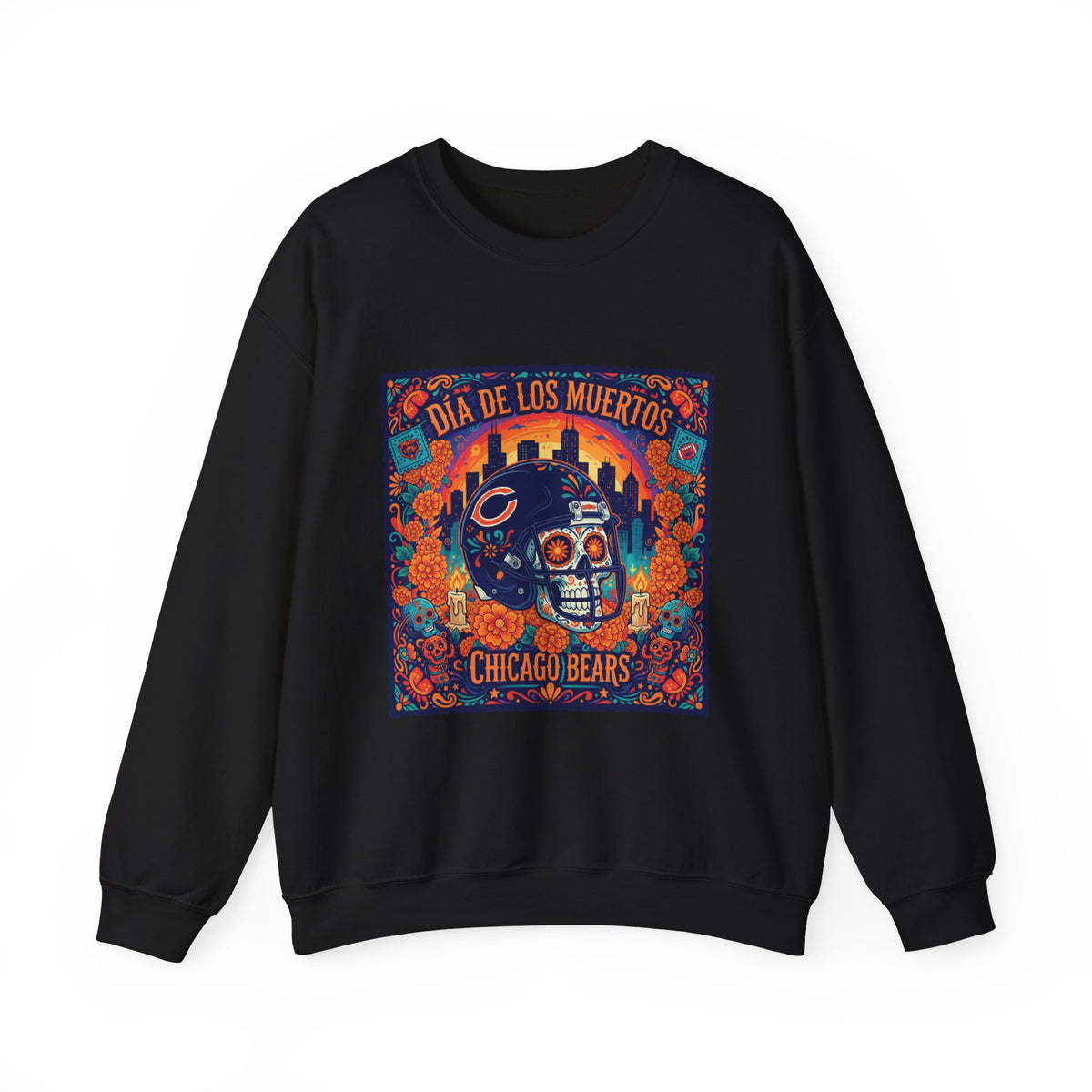 Día de los Muertos Chicago Bears Sweatshirt — Sugar Skull Football Crewneck