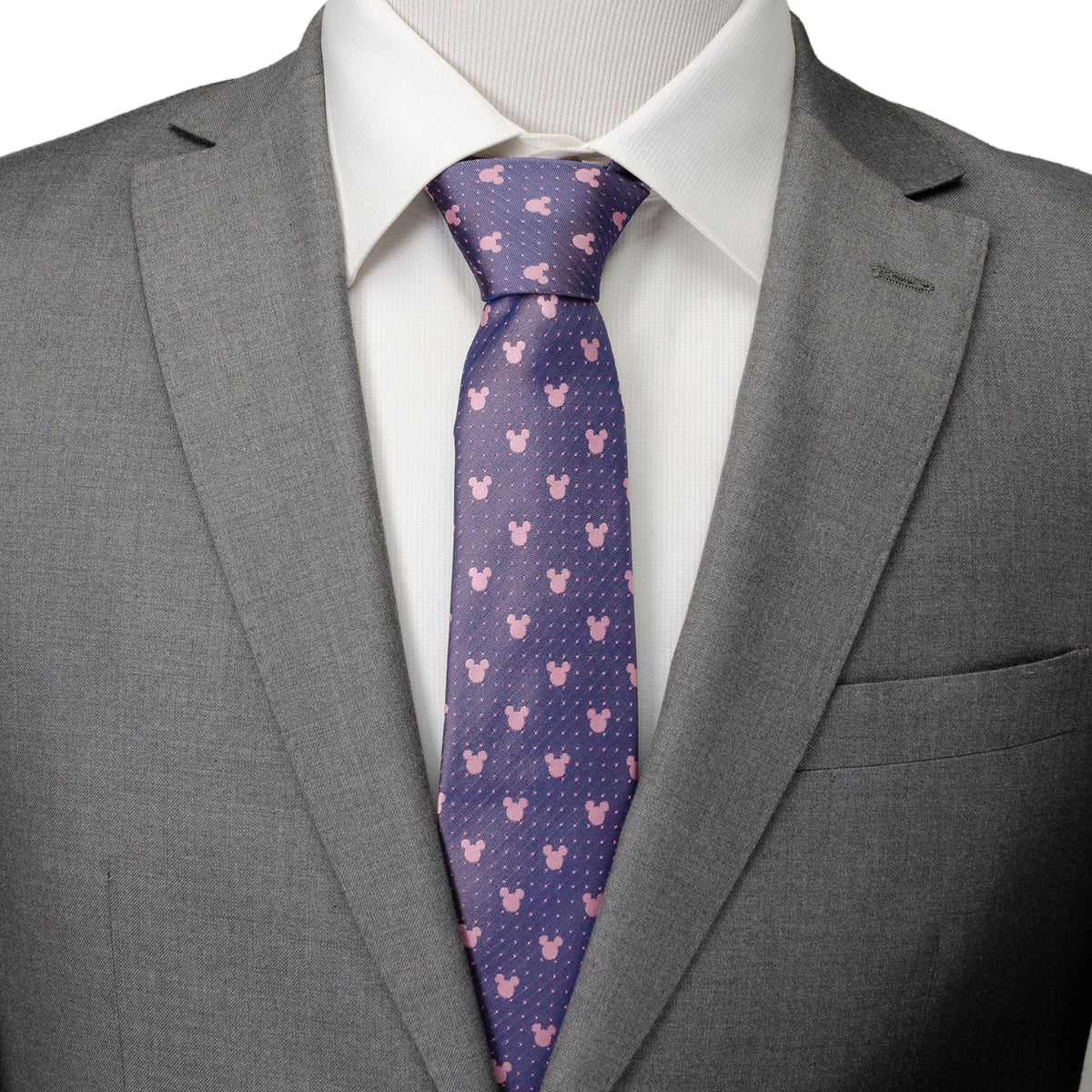 Disney Mickey Mouse Purple and Pink Dot Silhouette Tie