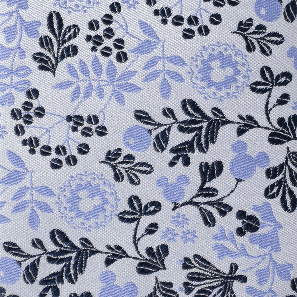 Disney Mickey Mouse Floral Silhouette Blue and White Tie