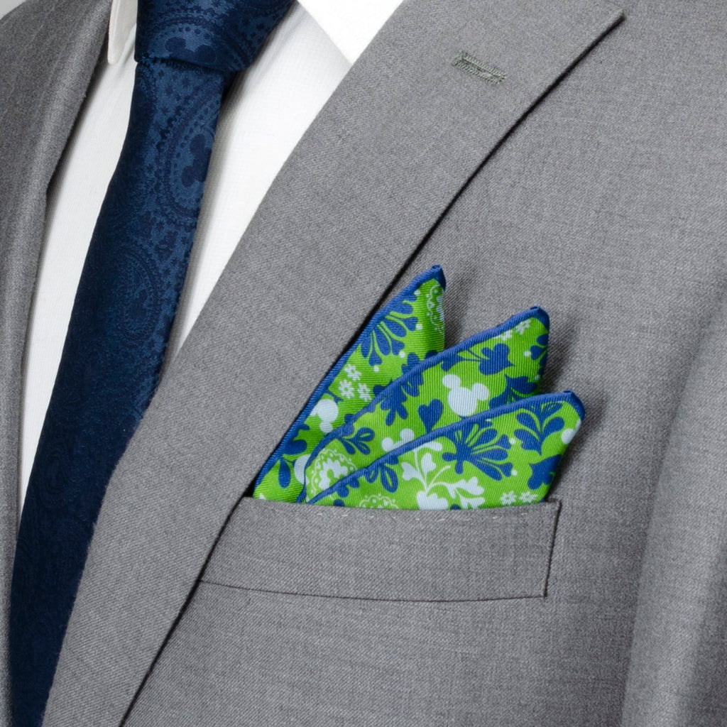 Disney Mickey Mouse Floral Green Pocket Square
