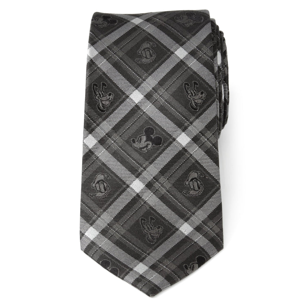 Disney Mickey and Friends Charcoal Plaid Men's Tie