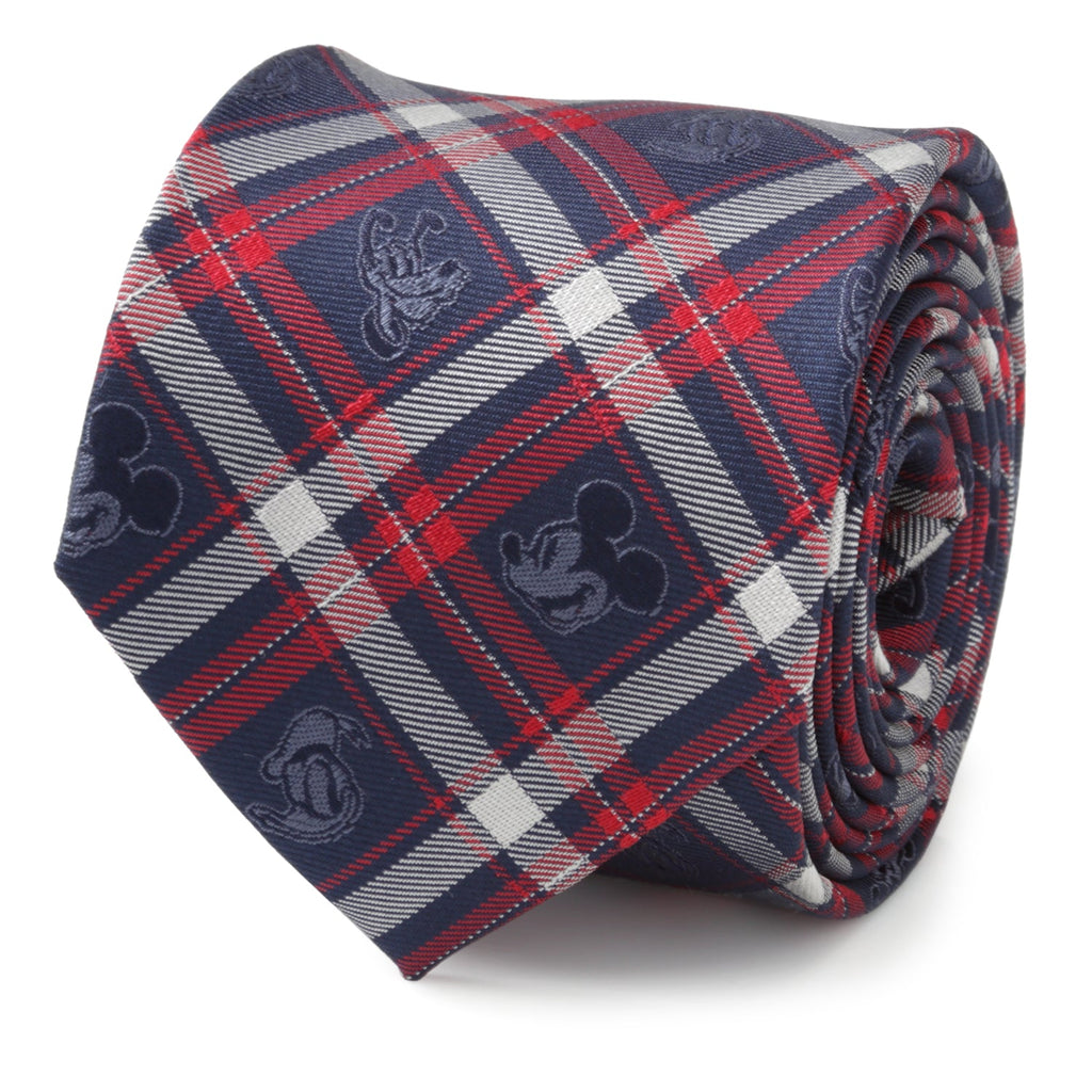 Disney Mickey and Friends Navy Plaid Men's Tie