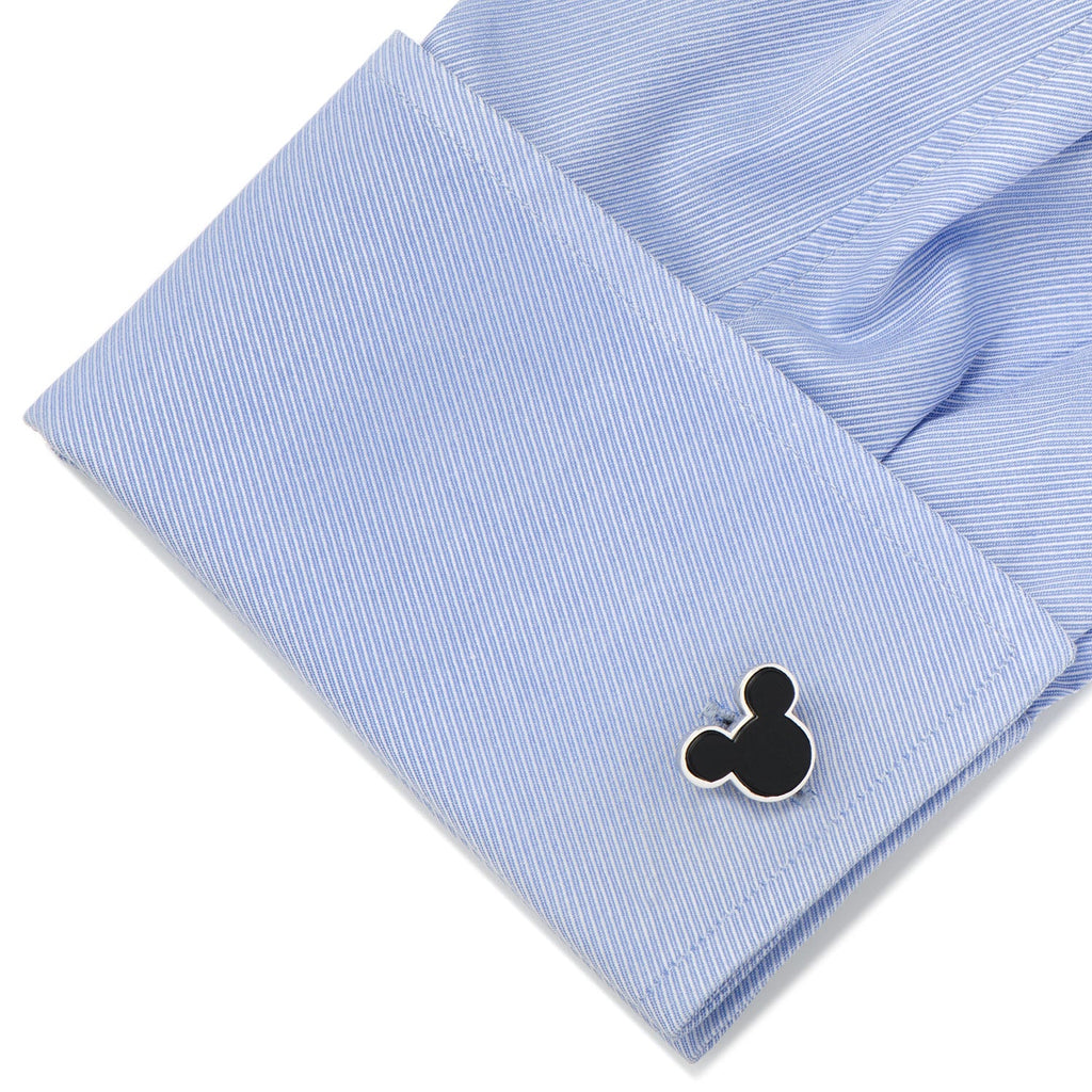 Disney Mickey Mouse Sterling Silver and Onyx Cufflinks