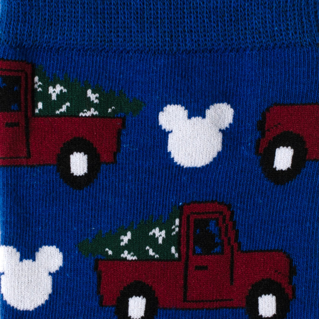 Disney Mickey Mouse Holiday Truck Navy Socks and Blue Lapel Pin Gift Set