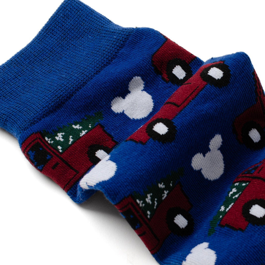 Disney Mickey Mouse Holiday Truck Navy Socks and Blue Lapel Pin Gift Set