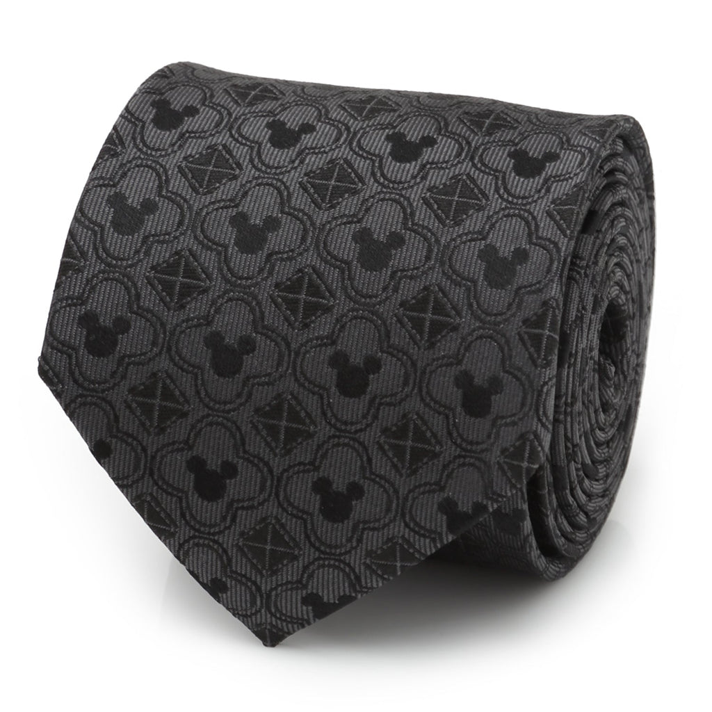 Disney Mickey Mouse Pattern Black Men's Tie