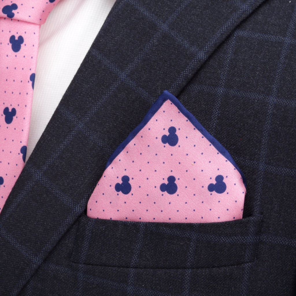 Disney Mickey Mouse Dot Pink Tie and Pocket Square Gift Set