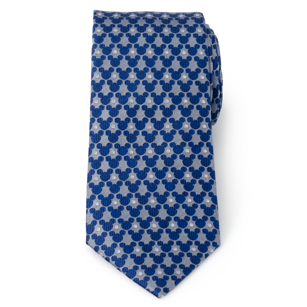 Disney Mickey Mouse Silhouette Pattern Dot Blue Tie