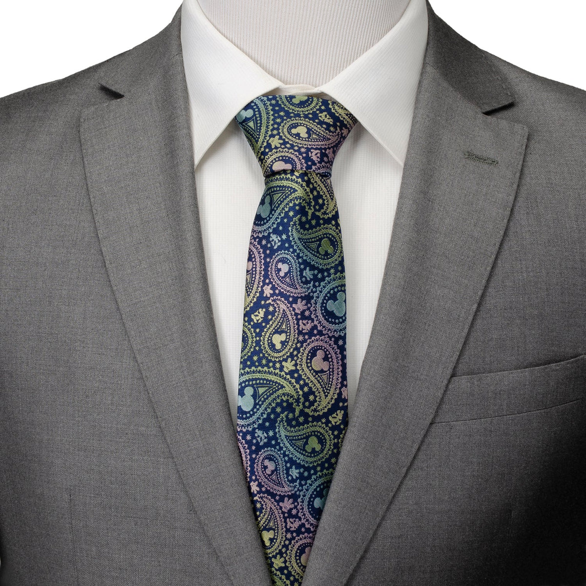Disney Mickey Mouse Silhouette Iridescent Paisley Navy Tie
