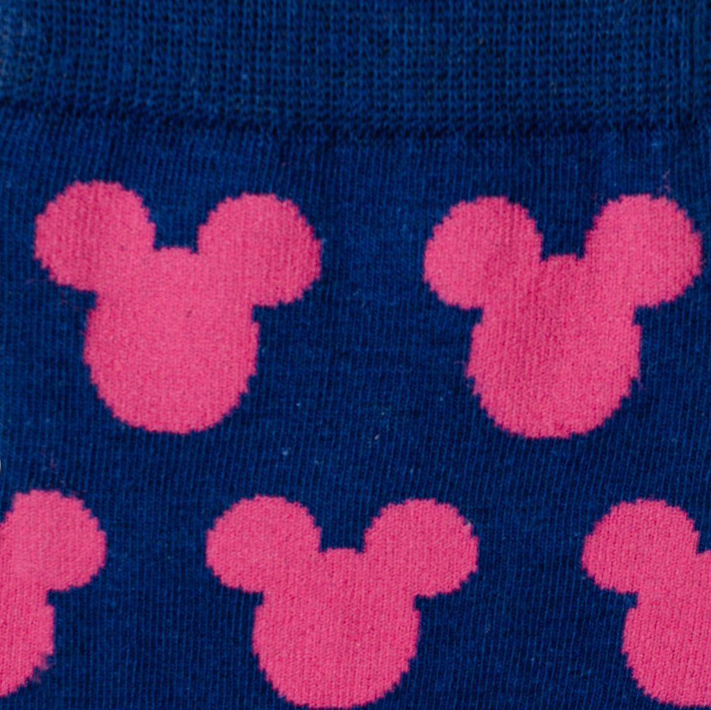 Disney Mickey Mouse Silhouette Pink Sock and Mickey Blue Lapel Pin Gift Set