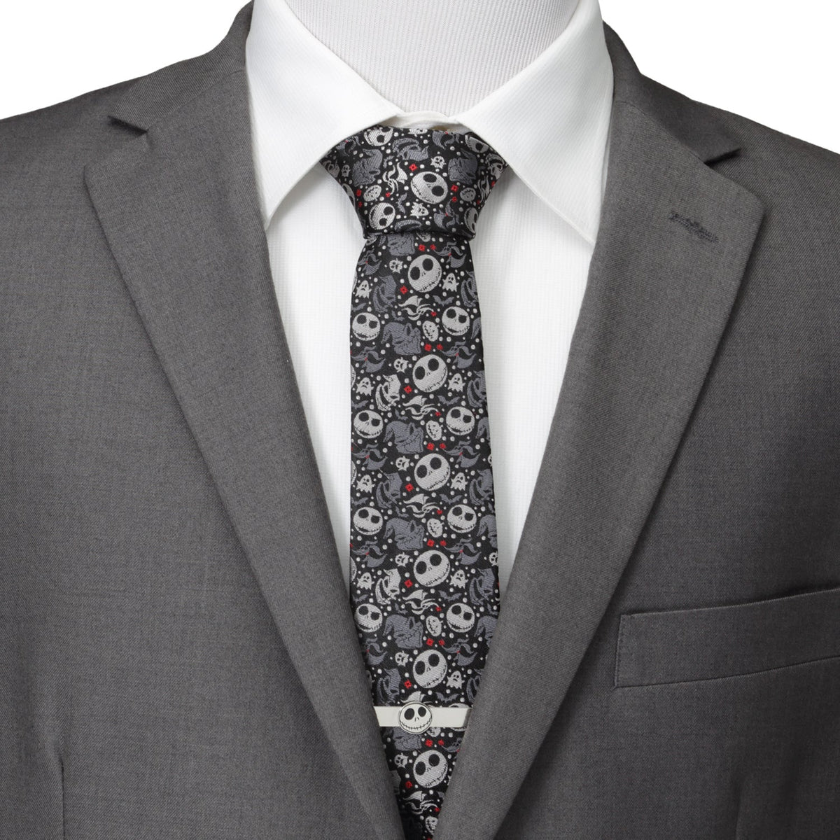Disney The Nightmare Before Christmas Black Gray Pattern Men's Tie