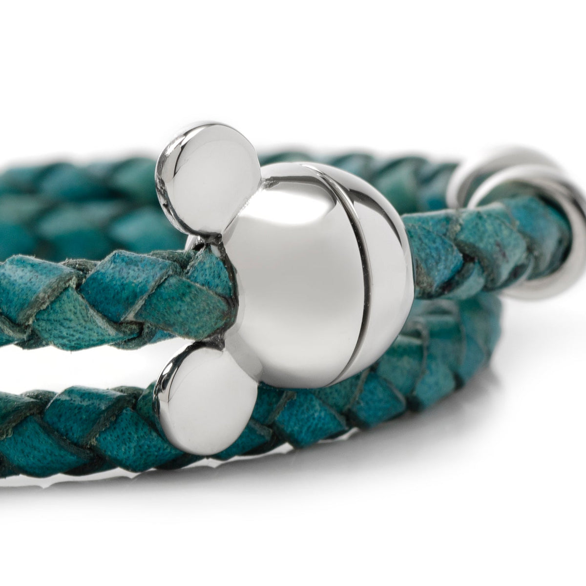 Disney Mickey Mouse Silhouette Teal Leather Wrap Bracelet