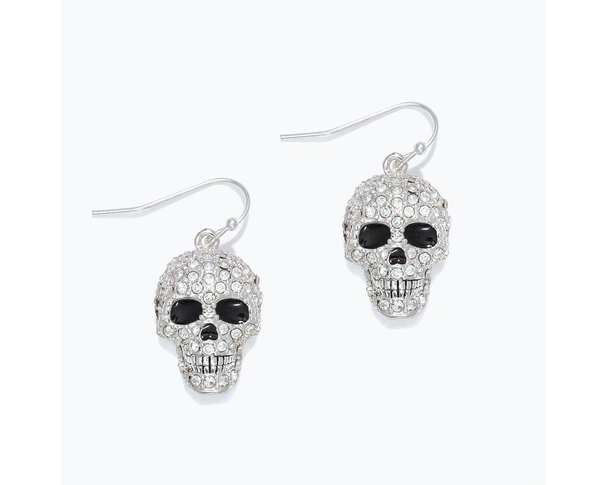 Sparkling Crystal Studded 3D Skulls Earrings