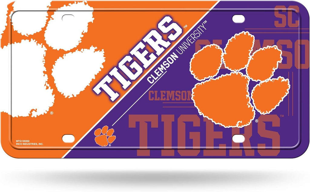 Clemson University Tigers Metal Tag License Plate, 12x6 Inch, Pre-drilled Holes